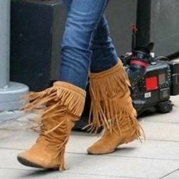 Sam Edelman Utah Suede Leather Fringed Moccasin Boot - Picture 3 of 14